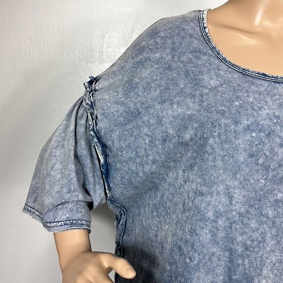 Umgee Blue Tie Dye 3/4 Sleeve Hi-Low Tunic Top Size S - Picture 2 of 8